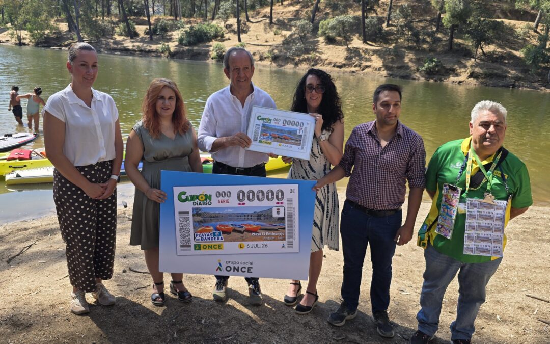 El cupón de la ONCE dedica su sorteo del 6 de julio a la playa de El Encinarejo, en Andújar