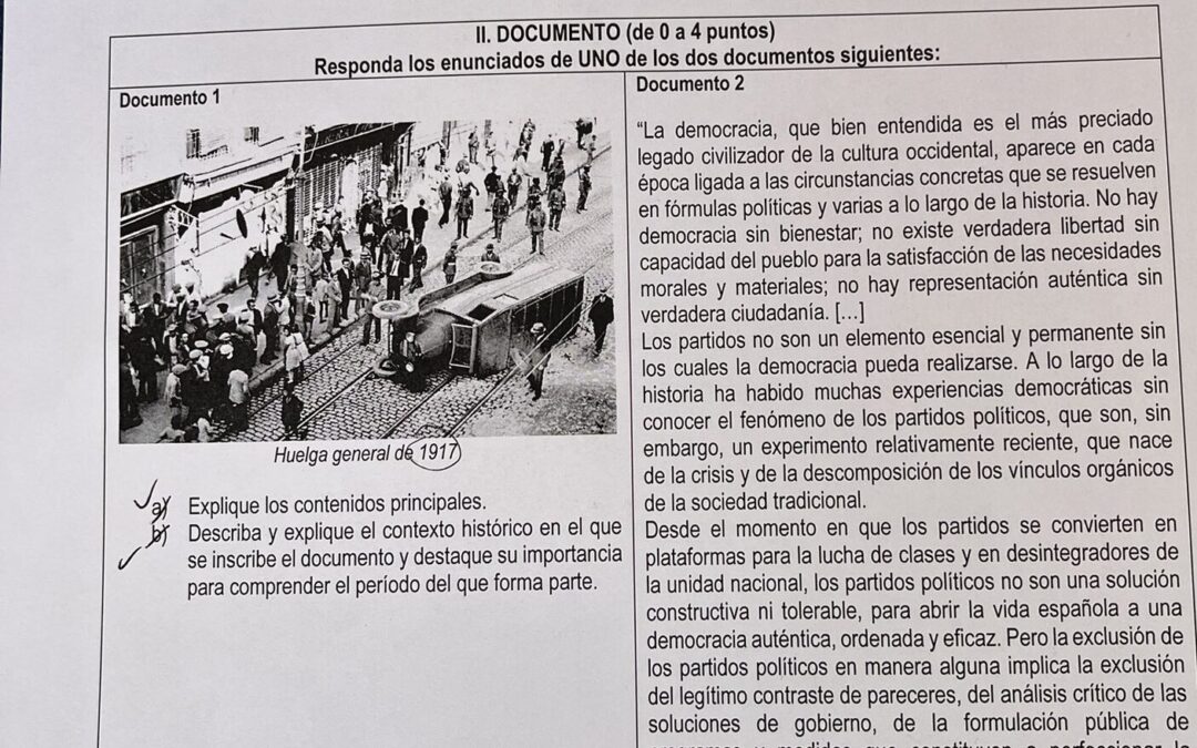 Cernuda en Lengua; Franco ante las Cortes, en Historia y Nietzsche, en Filosofía, en el inicio de la PAU