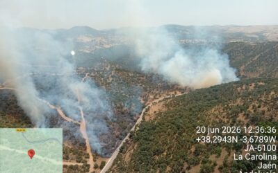 Declarado un incendio forestal en el paraje Los Guindos, en La Carolina