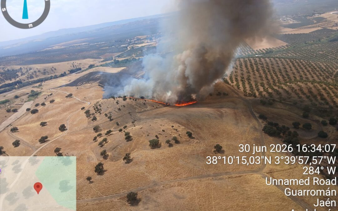 Declarado un nuevo incendio forestal en Guarromán, en el paraje Cerro Saro