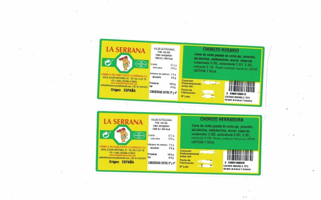 Alerta alimentaria en Andalucía por presencia de salmonela en dos variedades de chorizo de la marca La Serrana
