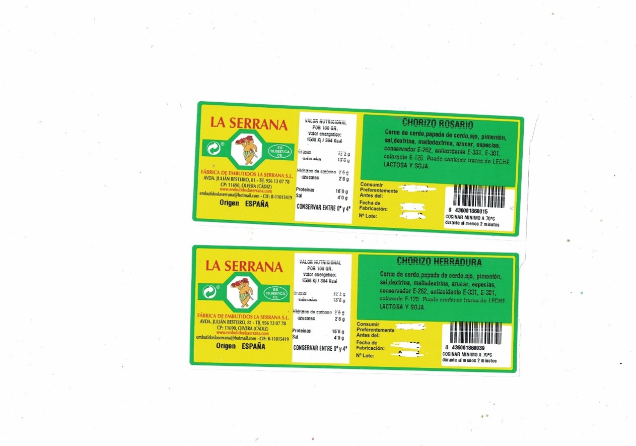 etiquetas chorizo La Serrana