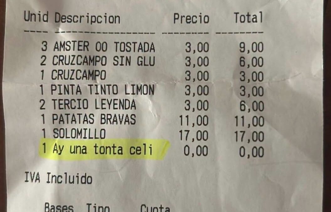 Polémica en Jaén por una nota ofensiva hacia una clienta celíaca en el ticket de un bar