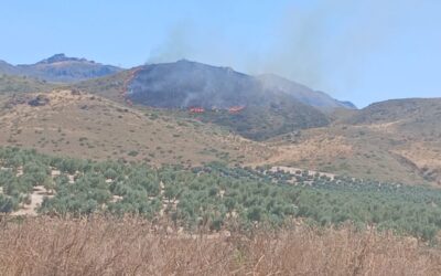 Un incendio forestal declarado en Jódar moviliza a 35 profesionales y medios aéreos