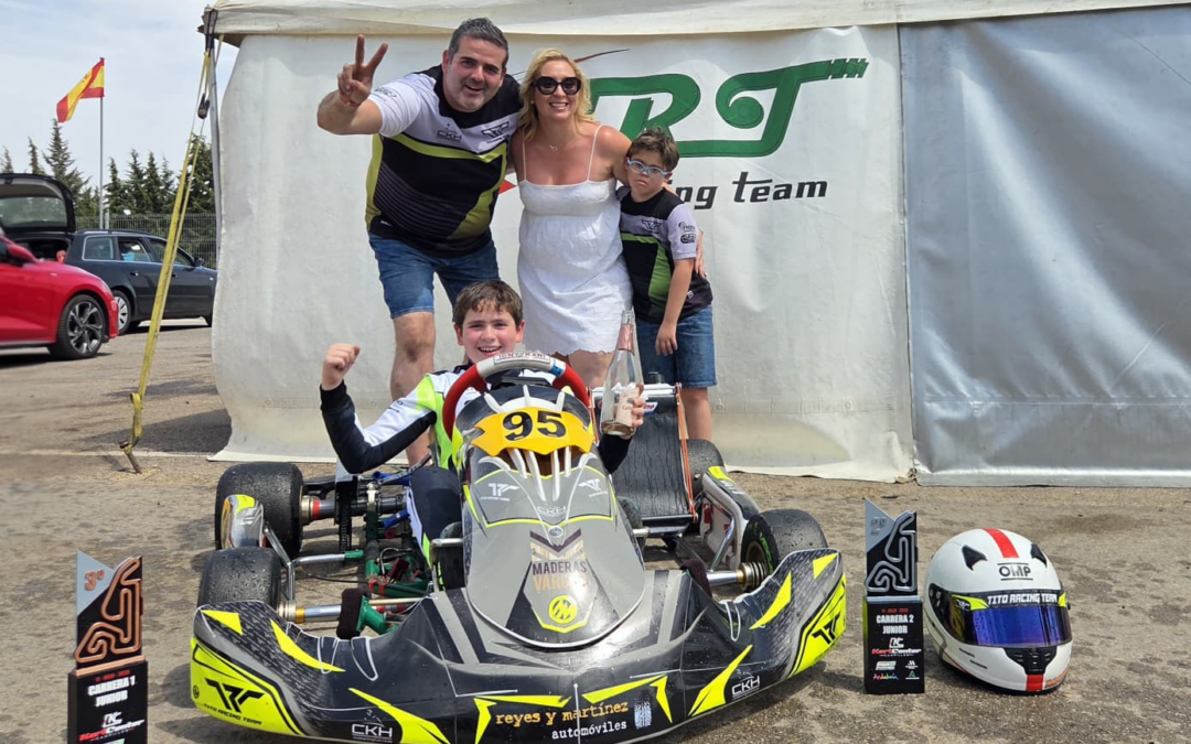 Mario Prieto, el joven piloto ubetense de Karting, sale reforzado de Campillos y lidera el andaluz de Junior sin bajarse del podio