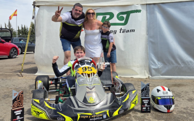 Mario Prieto, el joven piloto ubetense de Karting, sale reforzado de Campillos y lidera el andaluz de Junior sin bajarse del podio